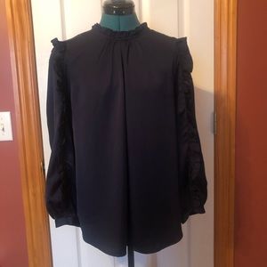 J crew navy satin long sleeve tunic medium